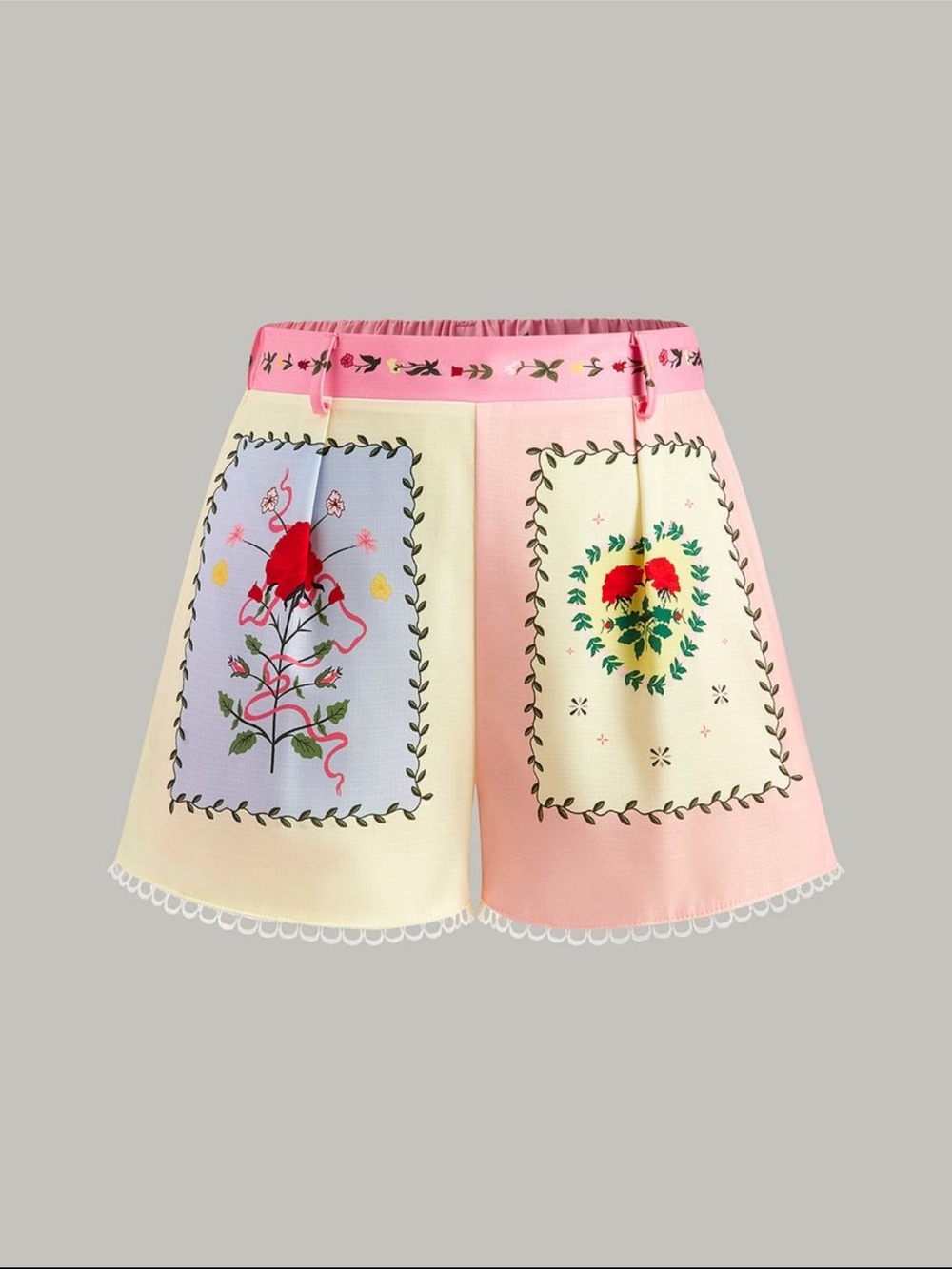 Commense Belted Floral Print Short Set Multicolor Matching Set Resort- Medium - Picture 3 of 4